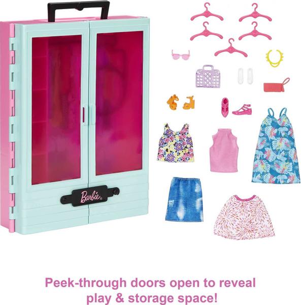 Imagem de Playset Closet Barbie c/ 3 Roupas, 3 Pares Sapatos, 2 Acessórios de Moda