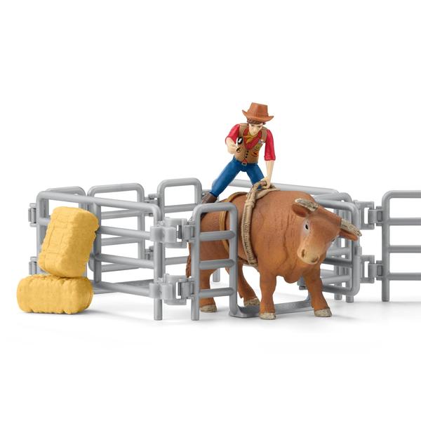 Imagem de Playset Schleich Rodeo Show de 42 peças com brinquedos de cowboy e cowgirl