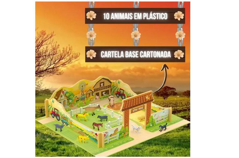 Imagem de Playset Sítio Feliz Em Madeira Brinquedo Com 10 Animais