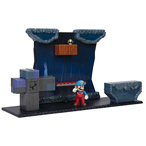 Imagem de Playset super mario underground com ice mario action figure inclui 2 peças de ambiente interativas , verde