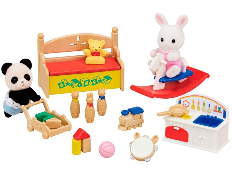 Imagem de Playset Sylvanian Families Caixa de Brinquedos - Bebê Coelho Neve e Bebê Panda Epoch