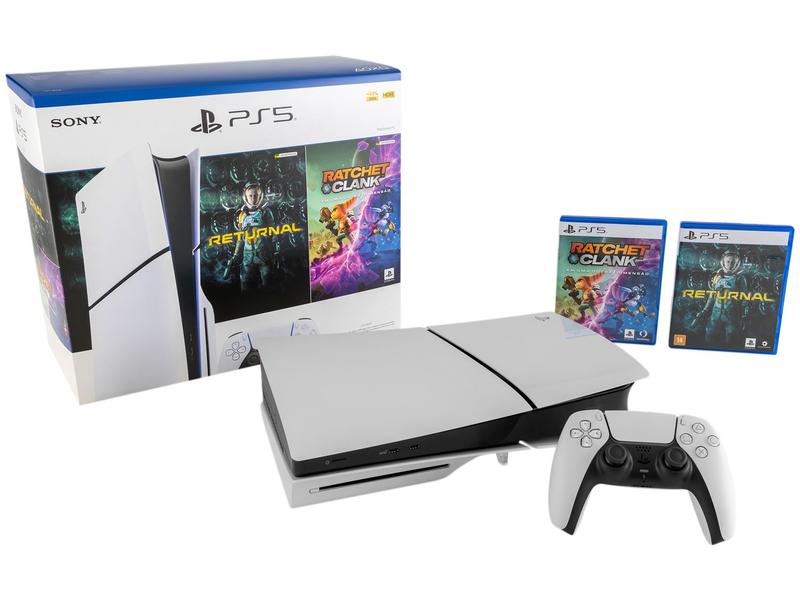 PlayStation 5 Slim 2024 1TB 1 Controle Branco Sony - com 2 Jogos PlayStation 5 Slim 2024 1TB 1 Controle Branco Sony - com 2 Jogos