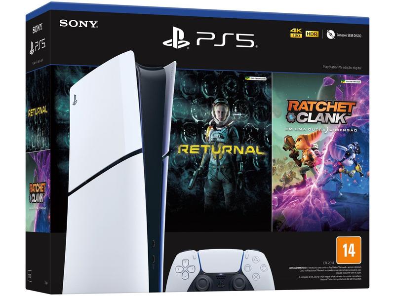 PlayStation 5 Slim Edição Digital 2024 1TB - 1 Controle Branco Sony com 2 Jogos PlayStation 5 Slim Edição Digital 2024 1TB - 1 Controle Branco Sony com 2 Jogos