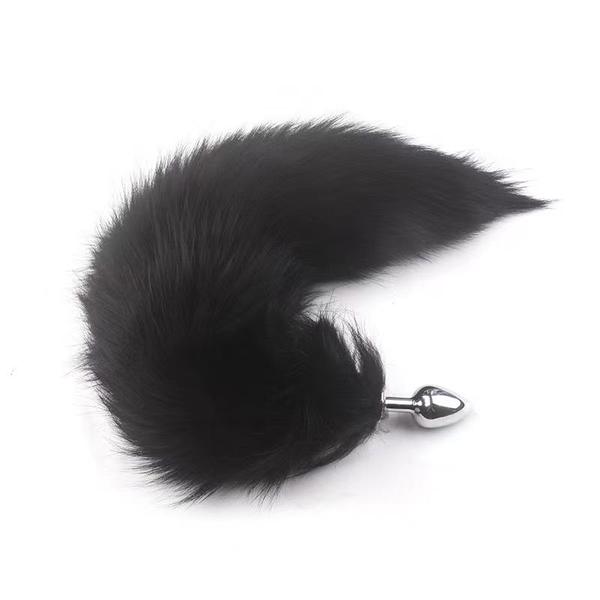 Plug Anal 3 cm Rabo Grosso de Branco, Cinza e Preto 30cm - Plug Sexual