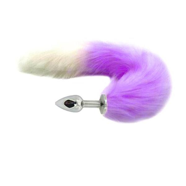 Plug Anal Cauda de Raposa Branco e Lils - Plug Sexual - Magazine Ezu