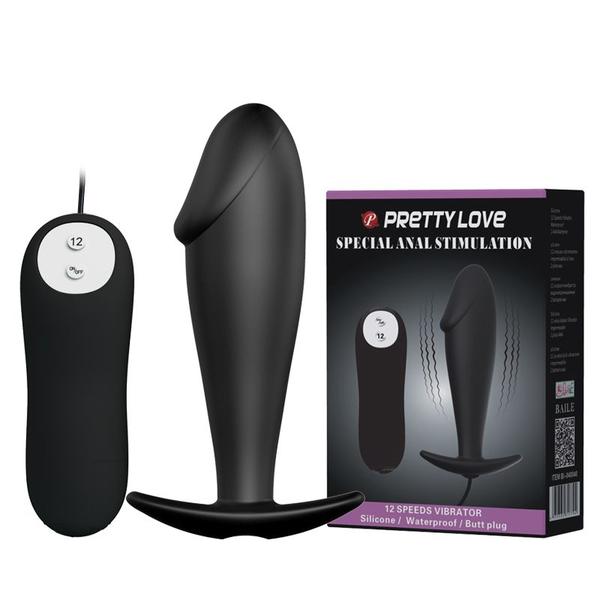 Imagem de Plug Anal com Ponta Formato de Glande e 12 Modos de Vibração - PRETTY LOVE SPECIAL ANAL STIMULATION