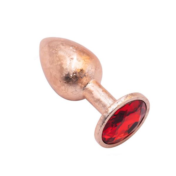 Imagem de Plug Anal de Luxo Dourado com Pedra Tamanho M 8,2cm x 3,4cm