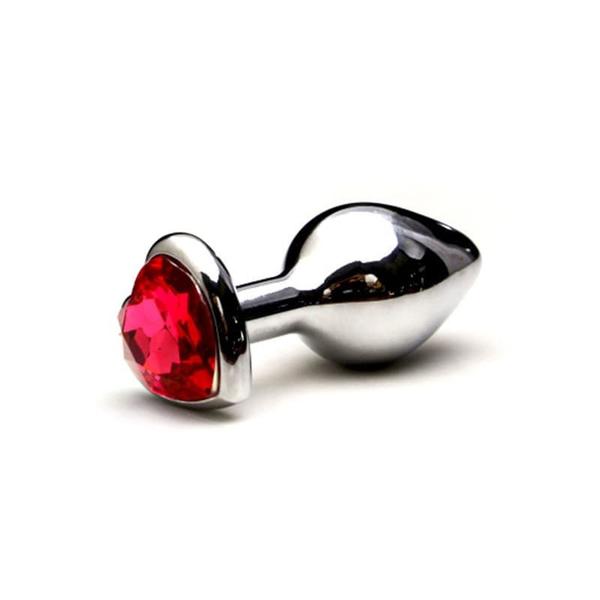 Imagem de Plug Anal em Metal Grande Base Coração e Cristal Colorido - Rosa