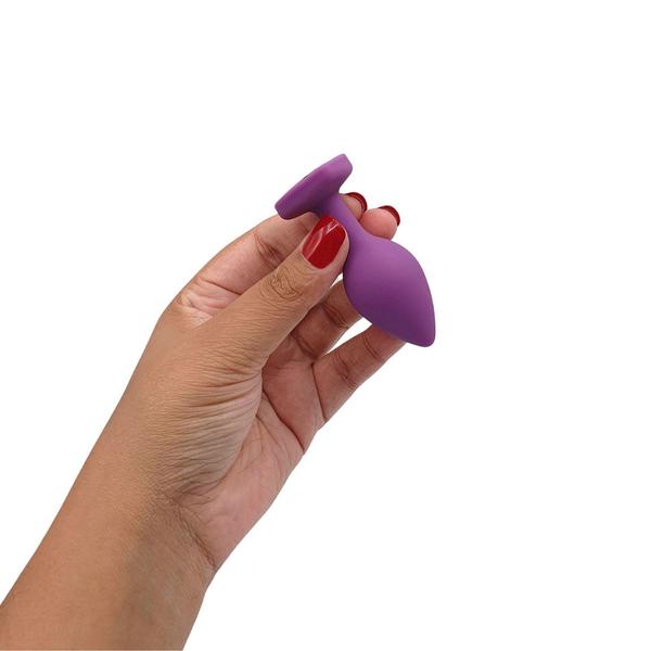 Imagem de Plug Anal em Silicone no Tamanho "P" com Pedra Brilhante na Base no Formato de Coração - SI 