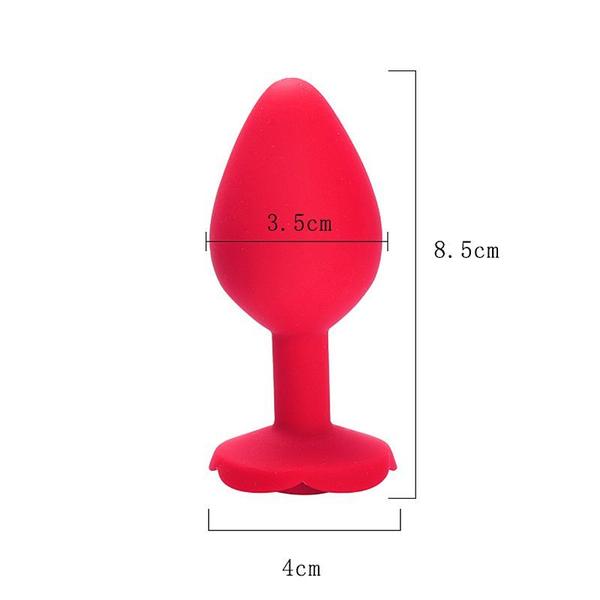 Imagem de Plug Anal em Silicone Vermelho com Formato de Rosa Médio