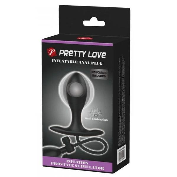 Imagem de Plug Anal Inflável com Esfera Estimulante em Silicone Macio Preto 9cm Pretty Love