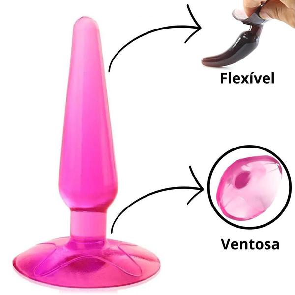 Imagem de Plug Anal Para Iniciantes Em Silicone Flexivel Rosa Com Base