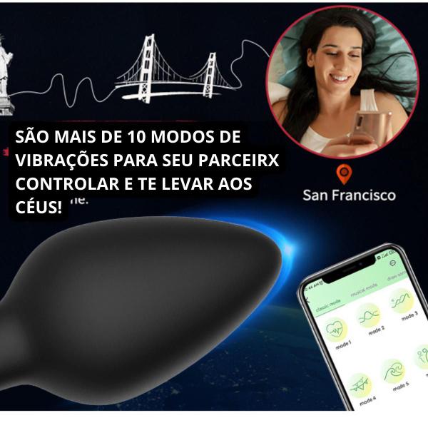 Imagem de Plug Anal Vibrador Bluetooth Controle no Celular 10 Modos de Vibração