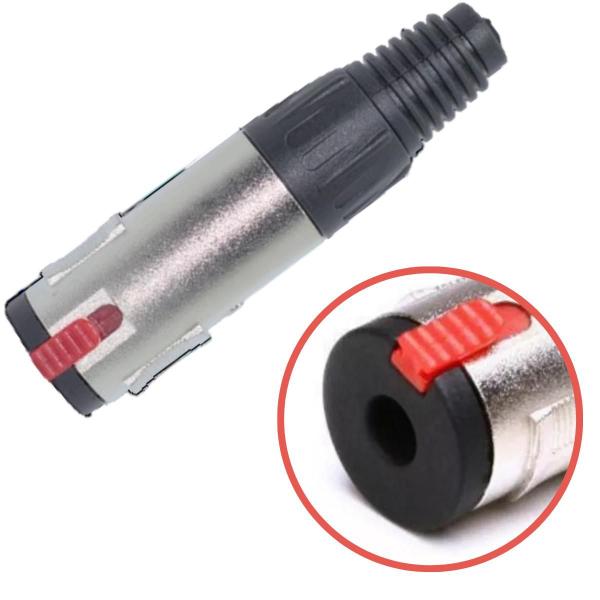 Imagem de Plug Conector Jack P10 J10 Fêmea Stereo Fone C/ Trava Novo