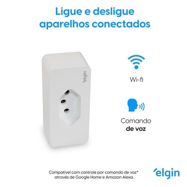 Imagem de Plug de Tomada Smart Elgin, 2500W, 10A, Wifi, Comando de Voz, Bivolt, Branco - 48PLUGWIFI10