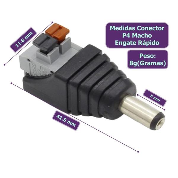 Imagem de Plug P4 2,1mm Macho C/ Borne Engate Rapido Emb 10 Pçs