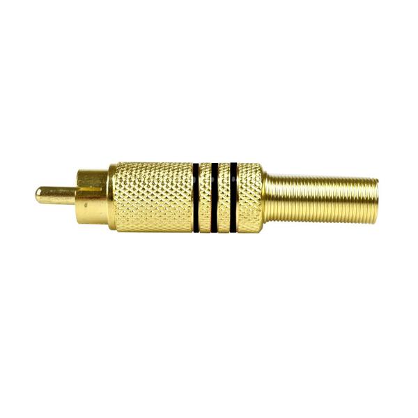 Imagem de Plug RCA GOLD EVUS com Mola Listras Pretas Macho C-072