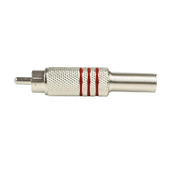 Imagem de Plug RCA Metal EVUS com Mola Listras Vermelhas Macho C-074