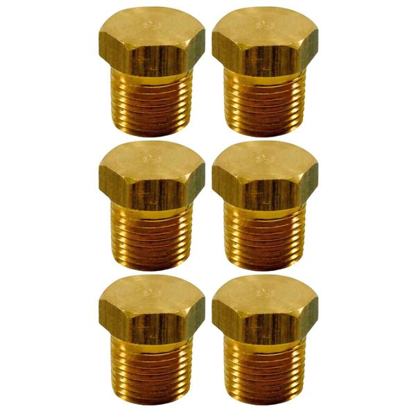 Imagem de Plugue Bujão Latão Rosca Macho 1/2 Npt - Kit Com 6 Unidades