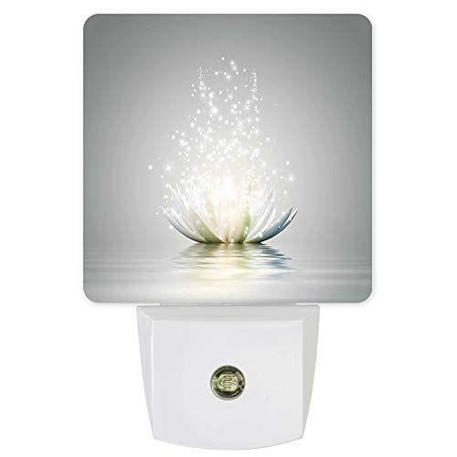 Imagem de Plugue de luz noturna em luzes LED para o quarto, Art Lotus Fantasy Flor Luzes noturnas Plug na parede com sensores de luz Decoração da sala para crianças do berçário Meninos Meninas