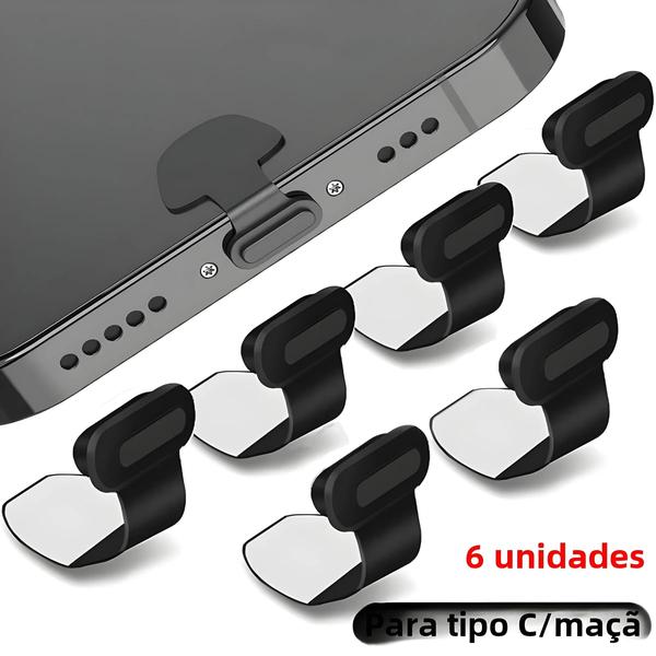 Imagem de Plugue De Poeira De Silicone Para iPhone 14 13 Tipo-C Carregador Dock Stopper Cap Protetor À Prova