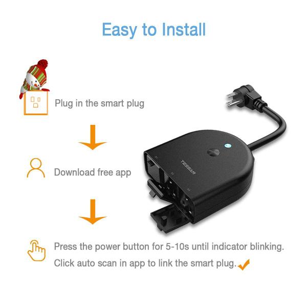 Imagem de Plugue inteligente externo TESSAN WiFi Smart Outlet 3 soquetes