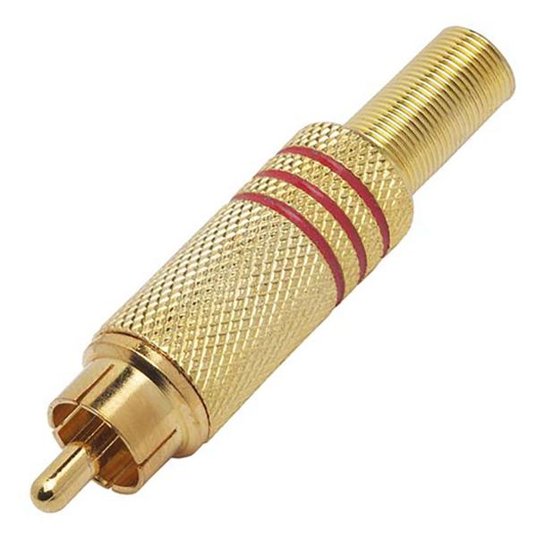 Imagem de Plugue RCA Macho CSR SK-188 Dourado com Mola Vermelho