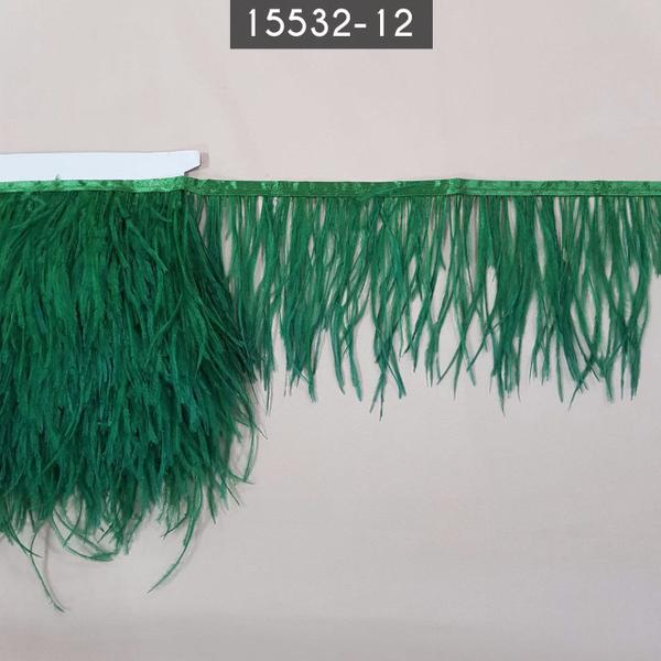 Imagem de Pluma de Avestruz 100% 1mt x 13CM Largura Verde