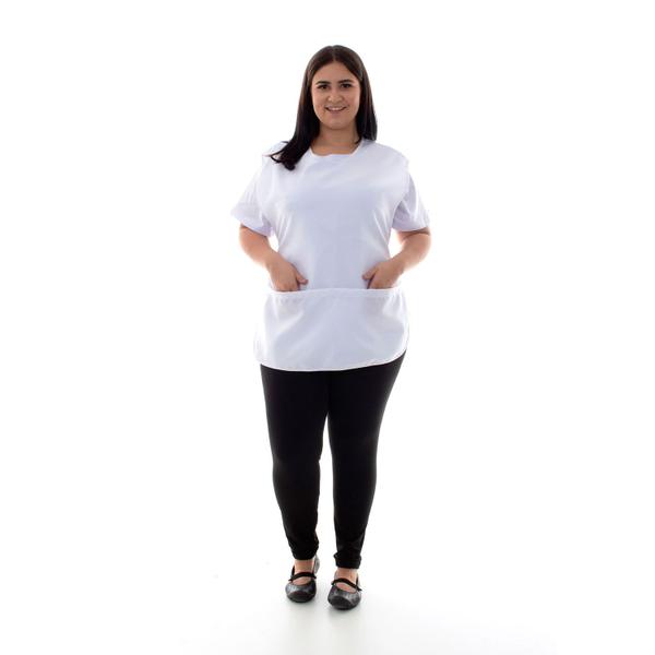 Imagem de Plus Size - Conjunto de Calça Legging, Camiseta e Bata para Copeira, Arrumadeira, Faxineira, Babá