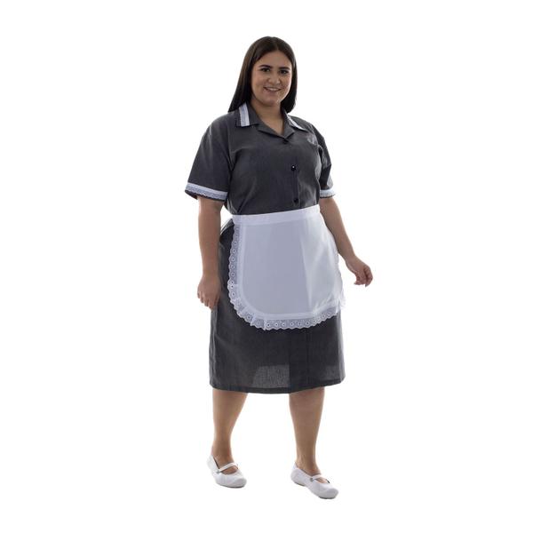 Imagem de Plus Size - Kit com 2  Vestidos em Tecido Algodão Com Avental  para  Copeira, Arrumadeira, Doméstica