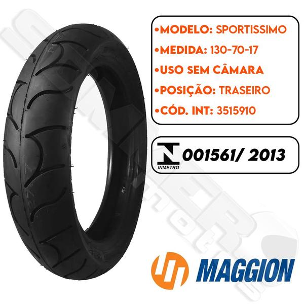 Imagem de Pneu 130/70-17 S/C Sportissimo (M10) - 8100557 - Maggion - (SCS+SA)(BF)* - (T)