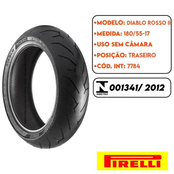 Imagem de Pneu 180 55 17 Pirelli Sem Camara Diablo Rosso 2