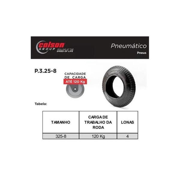 Imagem de Pneu 3,25x8 Sem Camara Colson 4lonas 120kg