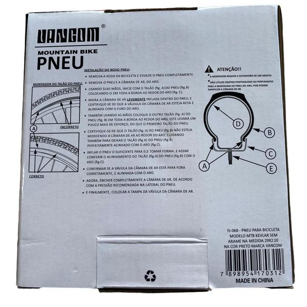 Imagem de Pneu Bike 29 Kevlar Vancom 29x2.10 Preto New Upgrade