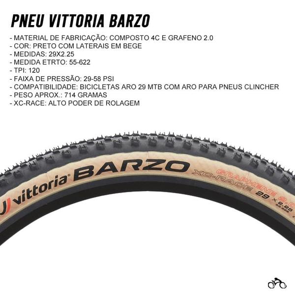 Imagem de Pneu de Bicicleta Vittoria Barzo Xc-Race 29x2.25 Mtb Kevlar