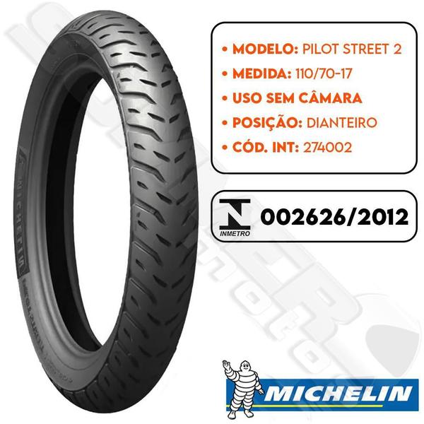 Imagem de Pneu Dianteiro Cb 300 110-70-17 Pilot Street 2 Michelin