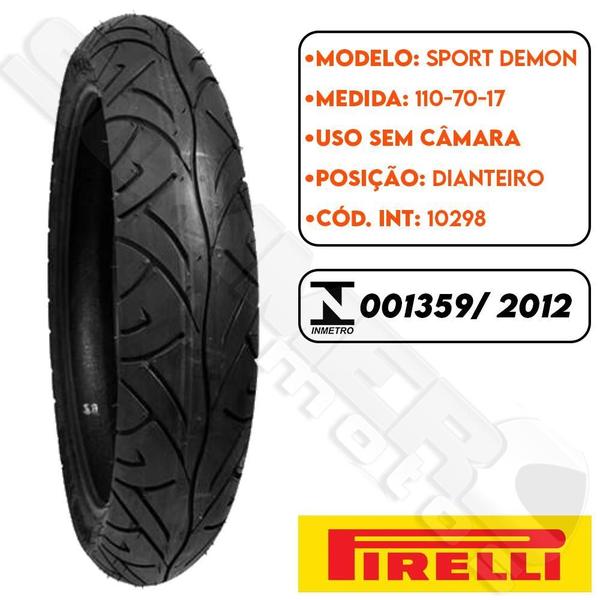 Imagem de Pneu Dianteiro Cb 300 110-70-17 Sport Demon Pirelli