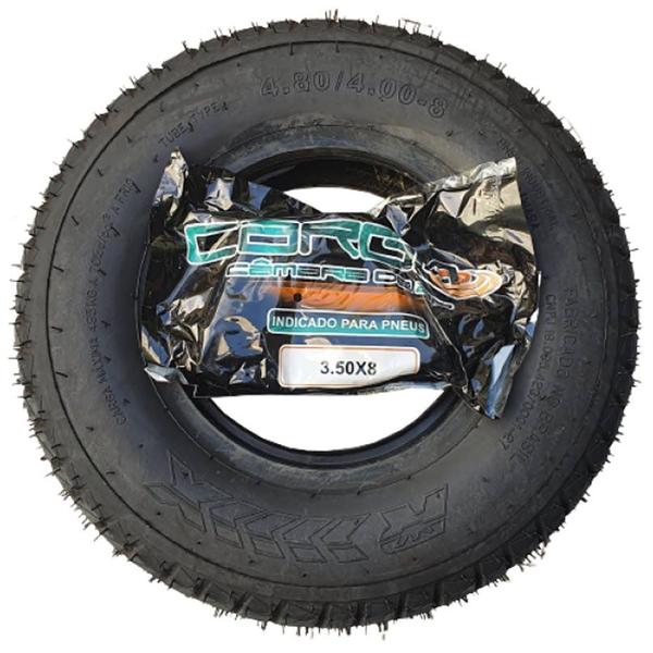 Pneu Mini Veiculos Carrinho Praia 400-8 4 L + Camara Ar - RX TIRES Imagem de Pneu Mini Veiculos Carrinho Praia 400-8 4 L + Camara Ar