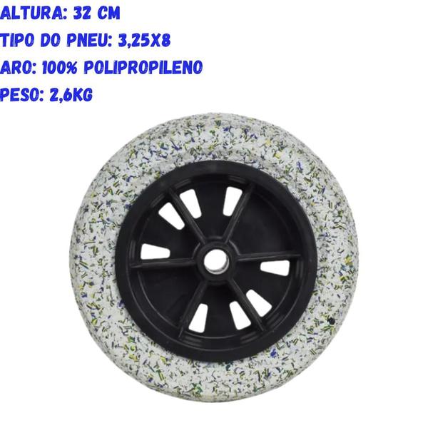 Imagem de Pneu Para Carrinho De Mão 3,25x8 Roda Maciça Não Fura 27mm