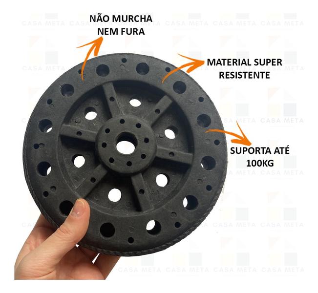 Imagem de Pneu Roda Maciça Para Carrinho De Feira Mercado 3/4 Não Fura