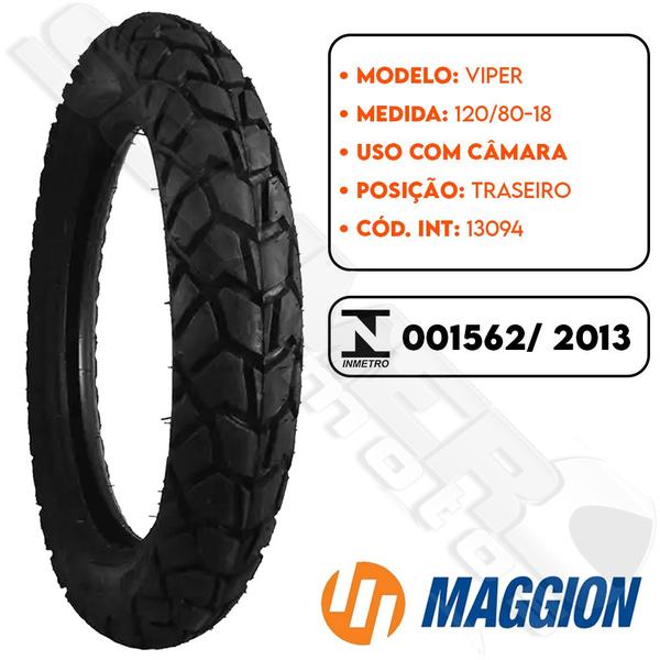 Imagem de Pneu Traseiro 120-80-18 Xtz 250 Lander/ Teneré 250/ Xtz 125/ Xt-Tdm 225/ Xr 250 Tornado/ Xre 300/ Nx 150-200/ Xr 200 Vip