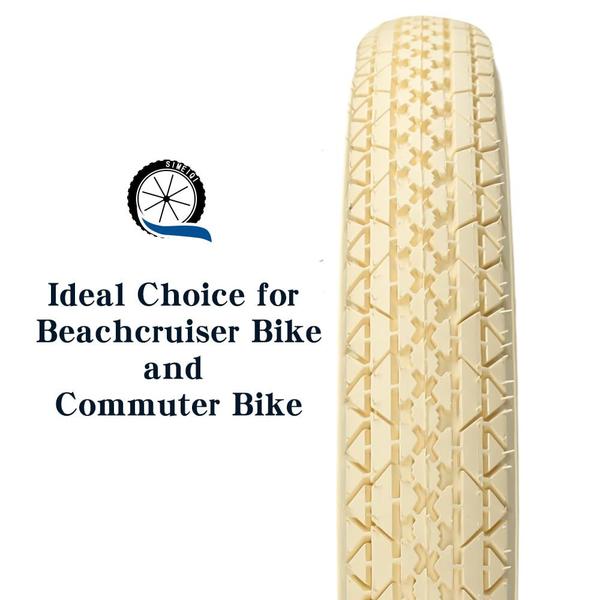 Imagem de Pneus de bicicleta SIMEIQI Beach Cruiser 26x2.125 Cream Wall, pacote com 2