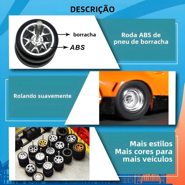 Imagem de Pneus De Borracha Destacáveis Para Carros Modelo Em Escala 1/64 Cinco Raios 12,7 Mm Conjunto De 5