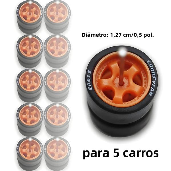 Imagem de Pneus De Borracha Destacáveis Para Carros Modelo Em Escala 1/64 Cinco Raios 12,7 Mm Conjunto De 5