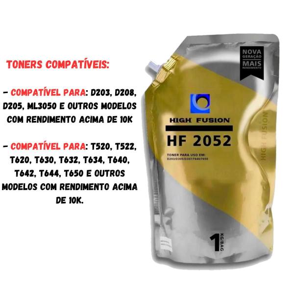 Imagem de Pó Bag De Toner High Fusion Hf2052 Hf 2052 Universal 1kg