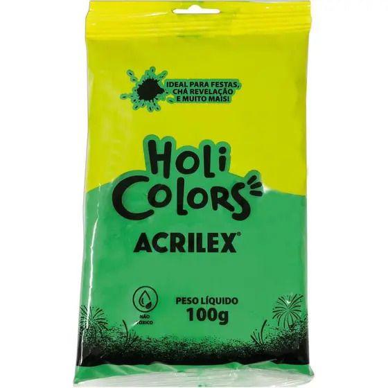 pó Colorido Holi Colors Verde Acrilex Imagem de pó Colorido Holi Colors Verde Acrilex