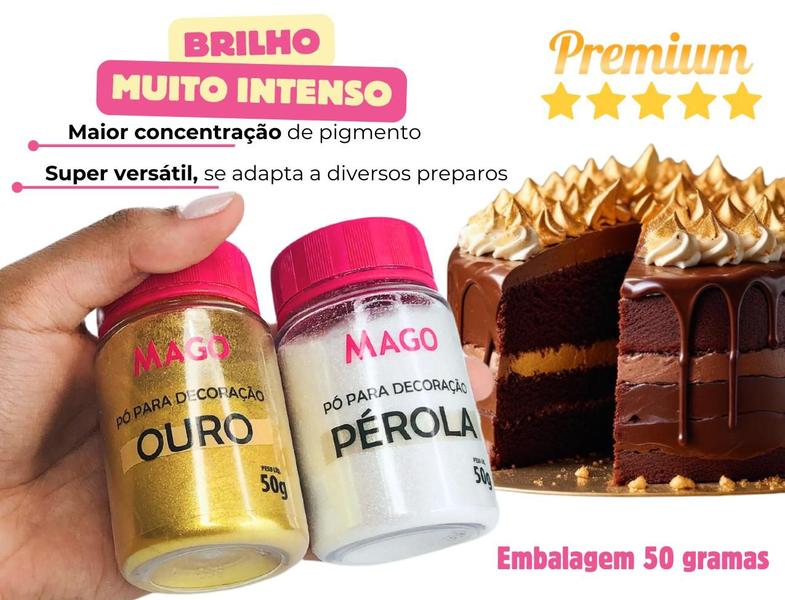 Imagem de Pó Comestivel 50g Ouro E Perola Confeitaria Mago Doces Bolo