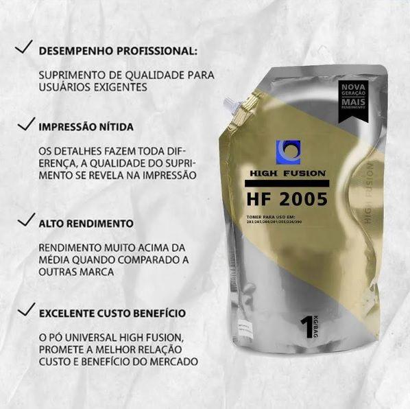 Imagem de Pó de Toner High Fusion HF2005 Compatível para Modelos HP 283 285 435 436 / Preto / Bag 1 kg