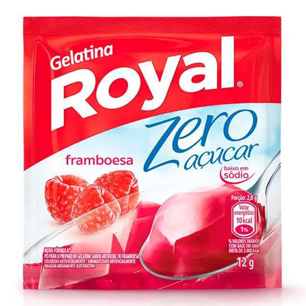 Pó Para Preparo de Gelatina Sabor Framboesa Zero Açúcar Royal 12g Imagem de Pó Para Preparo de Gelatina Sabor Framboesa Zero Açúcar Royal 12g