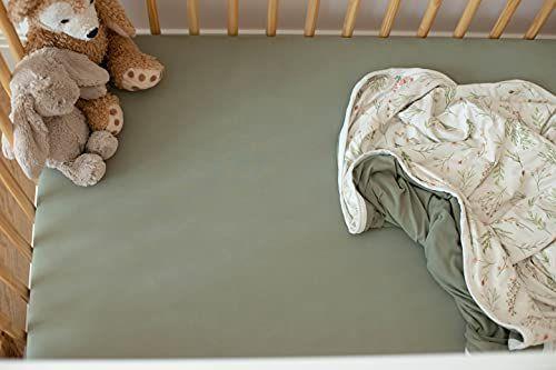 Imagem de Pobibaby - Lençóis de berço de bebê simples sólidos Premium para colchão de berço padrão - Mistura de algodão ultra-macio, seguro e confortável, e elegante folha de berço sólido (Sage Green)